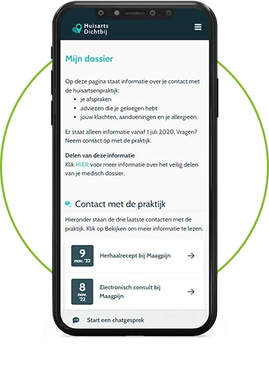 Medisch dossier bekijken op HuisartsDichtbij